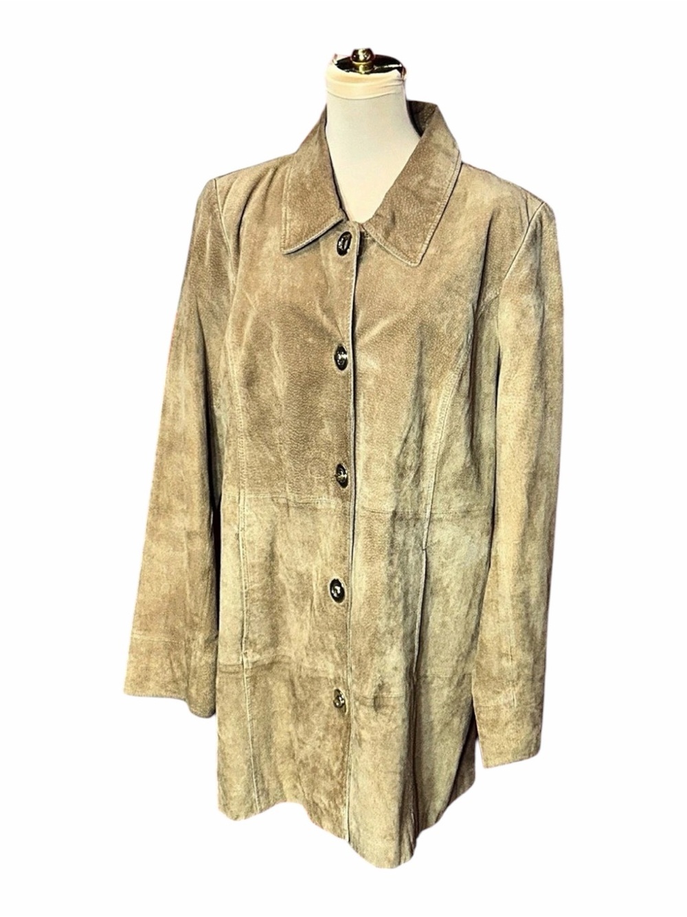 Dennis Basso Leather Coat in Brown Size Large